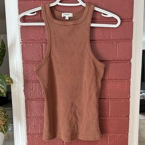 Agolde Women's Brown Ribbed Racerback Tank Top